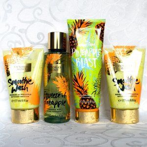 Victoria's Secret PINEAPPLE squeeze blast Mist Lotion Smoothie Wash Bundle NEW!